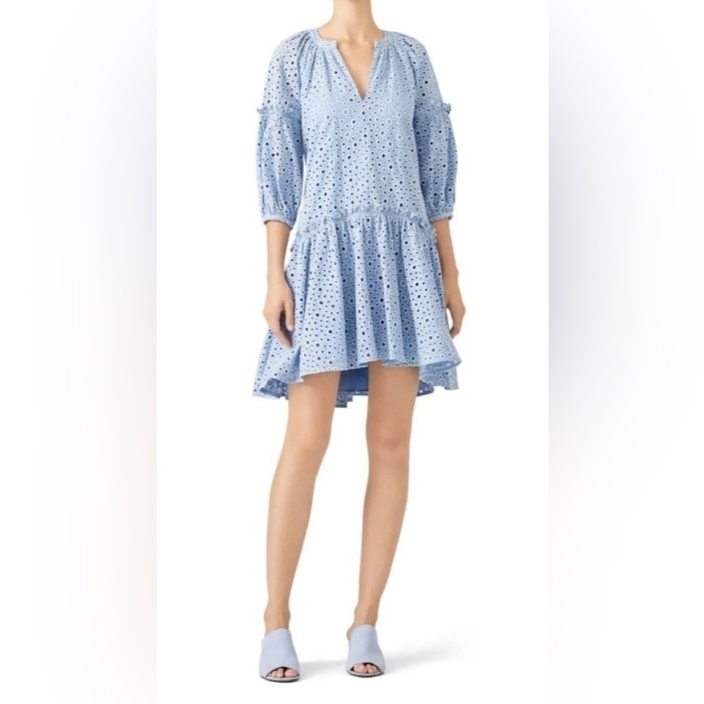 Prose & Poetry Eyelet Delaney Dress Blue Ruffle Size Medium